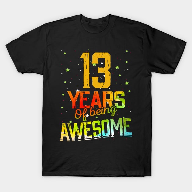 13th Anniversary Gift Vintage Retro 13 Years Of Being Awesome Gifts Funny 13 Years Birthday Men Women T-Shirt by nzbworld